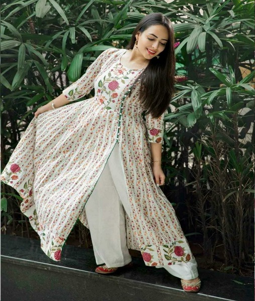 Beautiful Pure cotton Full printed with Pearl Work kurti with  c